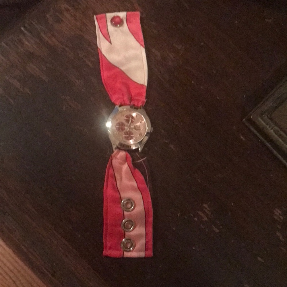 Rachel Weissman watch with retro type band that snaps.